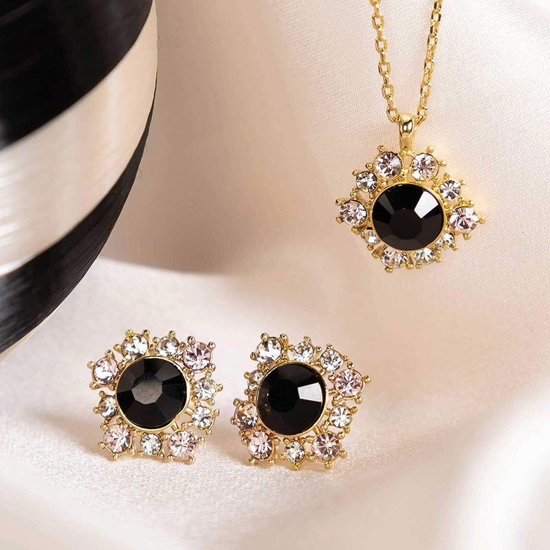 Set Emily Jet Halsband & Örhängen Black Crystal