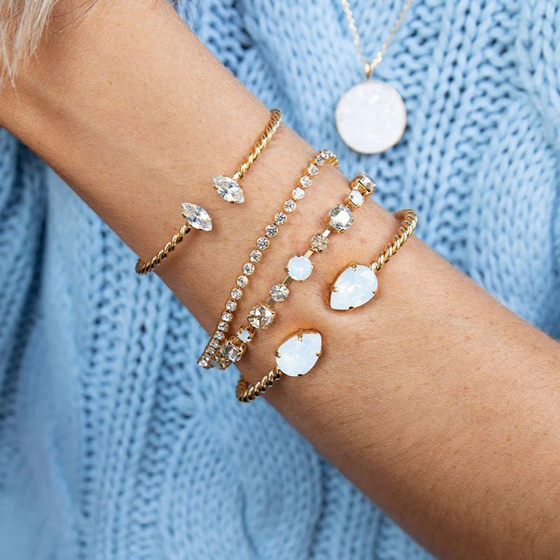 Petite Navette Armband Gold Crystal